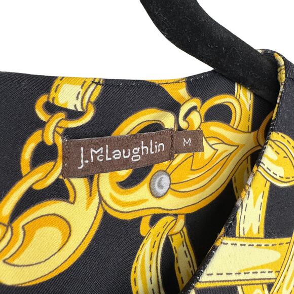 J. McLaughlin Sophia Dress Knee Length Gold Chesire Pattern size Medium‎ - Picture 5 of 9